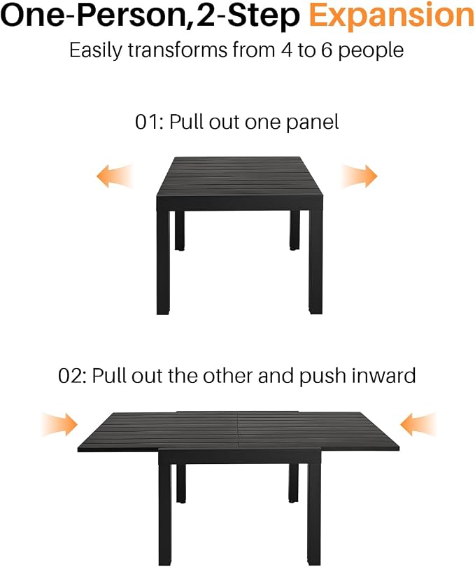 Patio Aluminum Extendable Dining Table, Rust-Free Expandable Outdoor Dining - Image 5