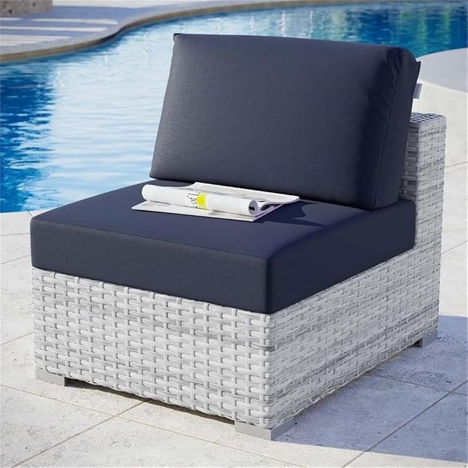 Modway EEI-4298-LGR-NAV Convene Outdoor Patio Chair Armless, Light Gray Navy - Image 2