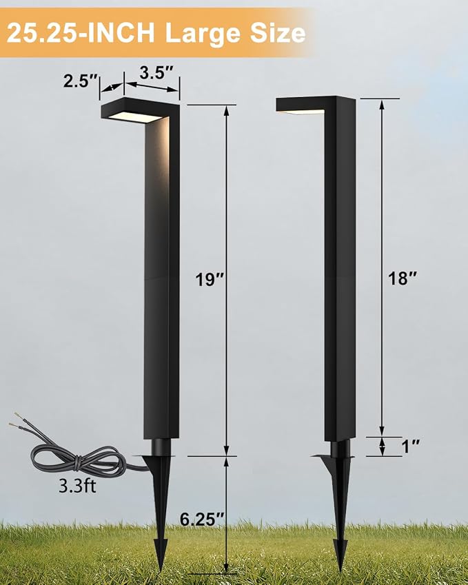 Low Voltage Landscape Lights, 2 Pack Outdoor LED Pathway Light, Wired Path - Image 3