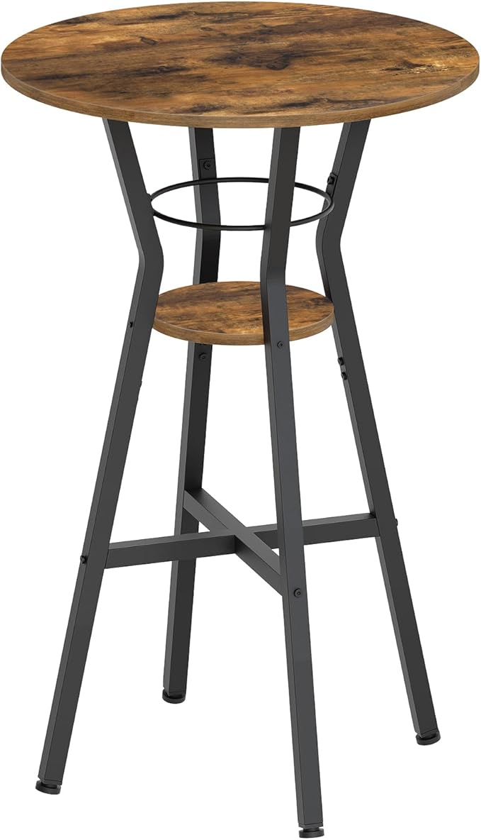 Bar Table, 2-Tier Round High Top Table, Pub Table, Home Bar Counter Height by Yatiney