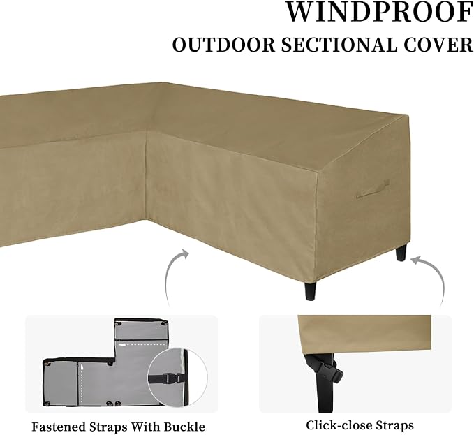 Easy-Going Patio L-Shaped Sectional Sofa Cover, 83“X104 Waterproof Outdoor - Image 3