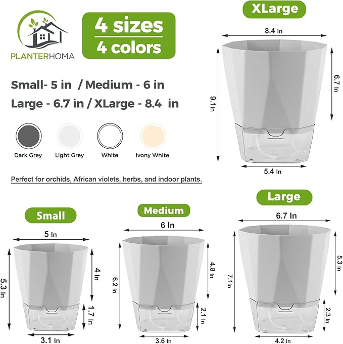 2 Pack Self Watering Pots for Plants, 8.4" Self Watering Planters Large African - Image 4