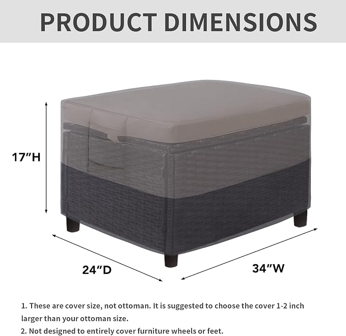 Easy-Going Outdoor Ottoman Cover, Waterproof Patio Ottoman Cover, Heavy Duty - Image 2