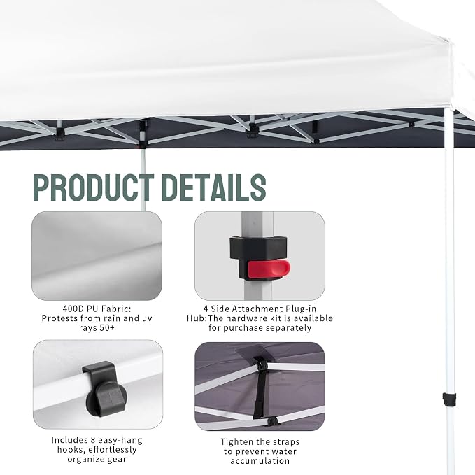 CROWN SHADES 10x20 Pop Up Canopy Tent - Image 4