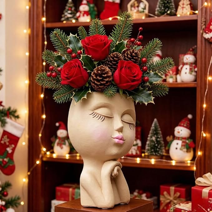 Face Head Planter, Funny Heads Plant Pots, Cute Girl Faces Plant Pot, - Image 7