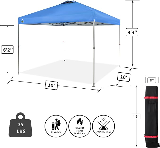 CROWN SHADES 10x10 Canopy Tent, Pop Up Beach Tent - Image 4