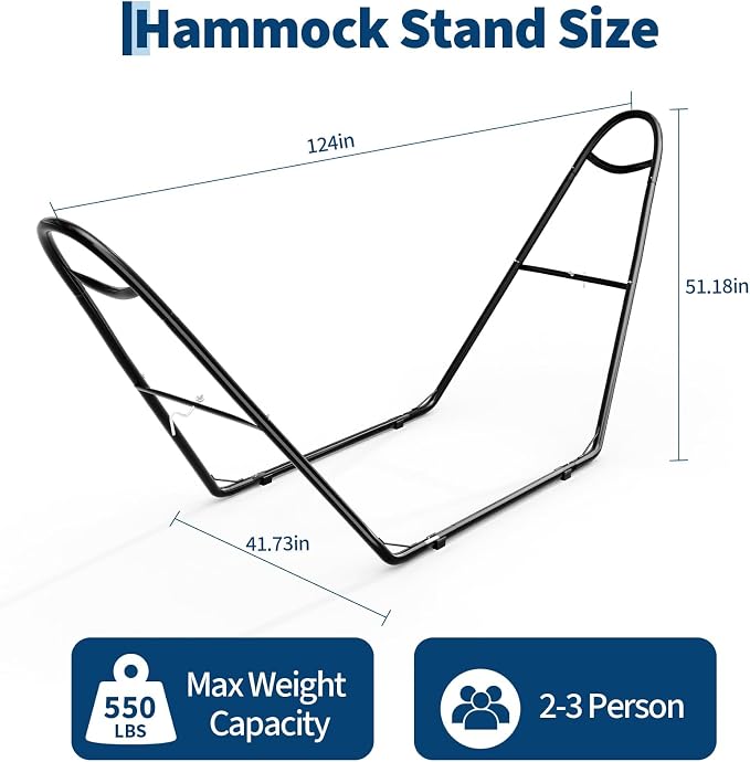 Universal Double Hammock Stand, 550-Pound Capacity, Heavy-Duty Hammock Stand - Image 6