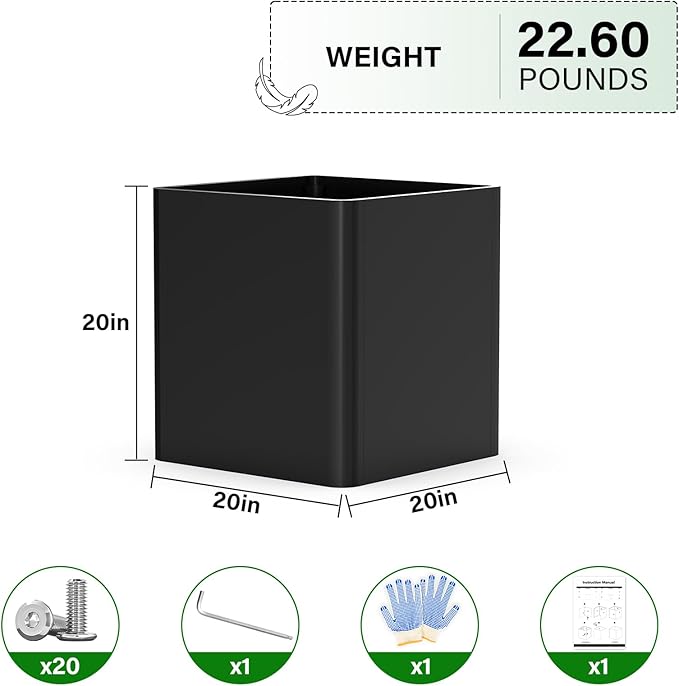 Large Metal Square Planter 20" L x 20" W x 20" H - Image 5