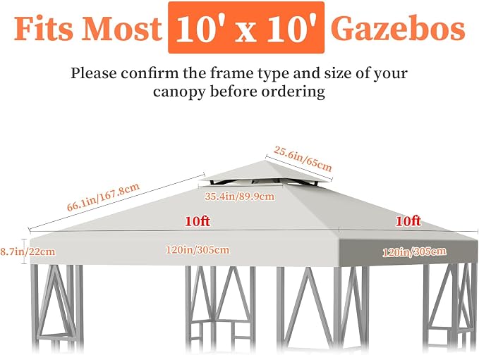 Gazebo Canopy Replacement 10x10ft Outdoor Shelter - Image 5