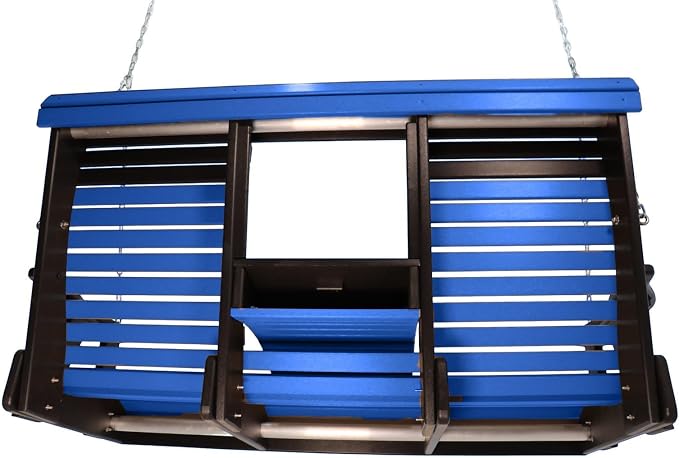 5FT Blue Flip-Cup ROLLBACK Porch Swing Bench, Amish-Made Poly Lumber Wood - Image 3