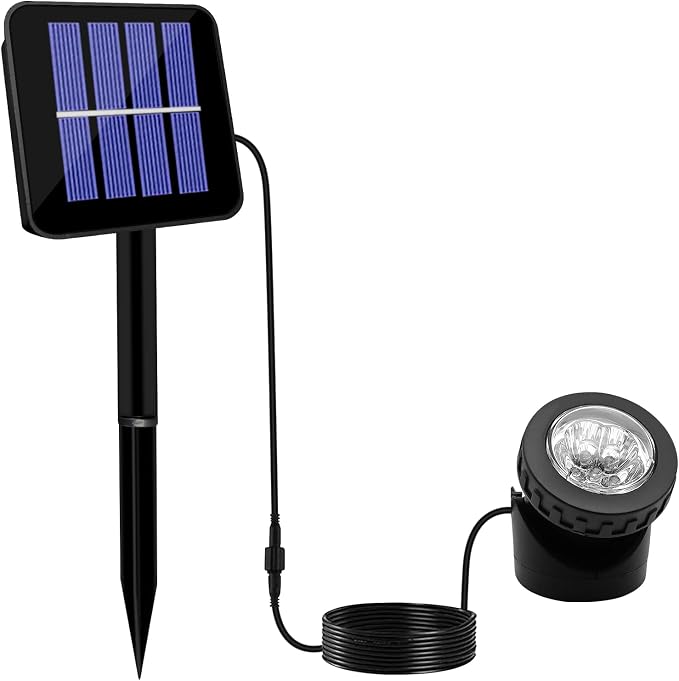 Solar Spot Lights Outdoor, LED Waterproof Pond Light Solar Spotlight Underwater by VEEKINavigation