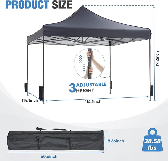 NEWBULIG 10x10 FT Pop Up Canopy Easy Up Tents - Image 2