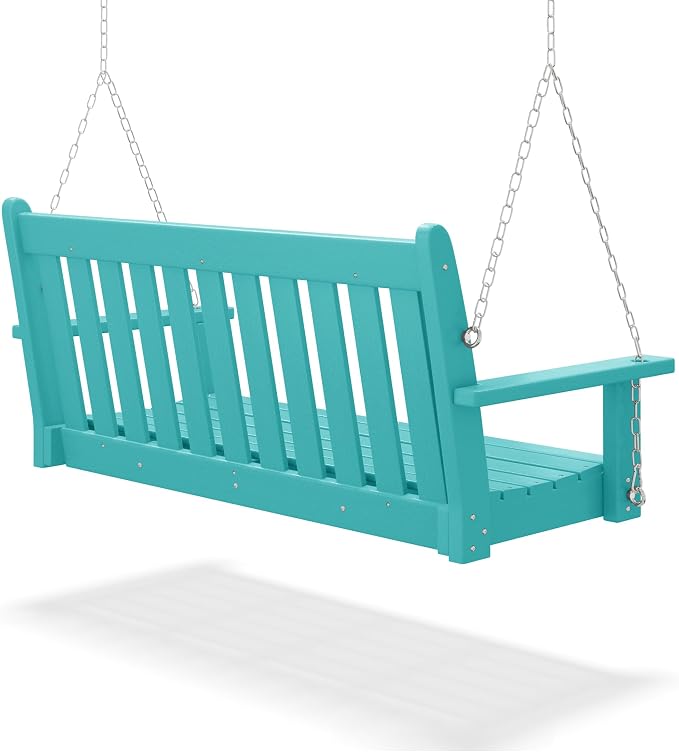 COSTAELM Paradise Outdoor Patio HDPE Hanging Front Porch Swing Bench - Image 4