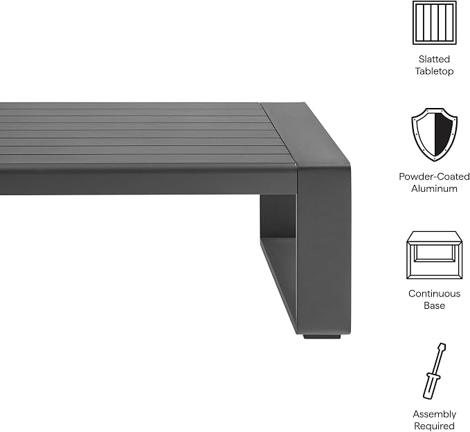 Modway Lirienne Aluminum Outdoor Coffee Table in Gray - Image 4