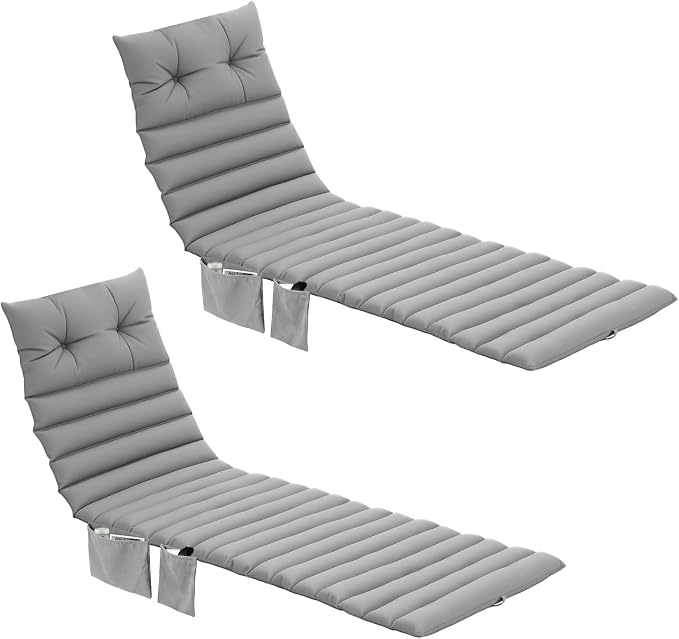 Kigley Outdoor Lounge Chair Cushions Set of 2, 72.8 x 24 x 2.3 Inch Patio by Kigley