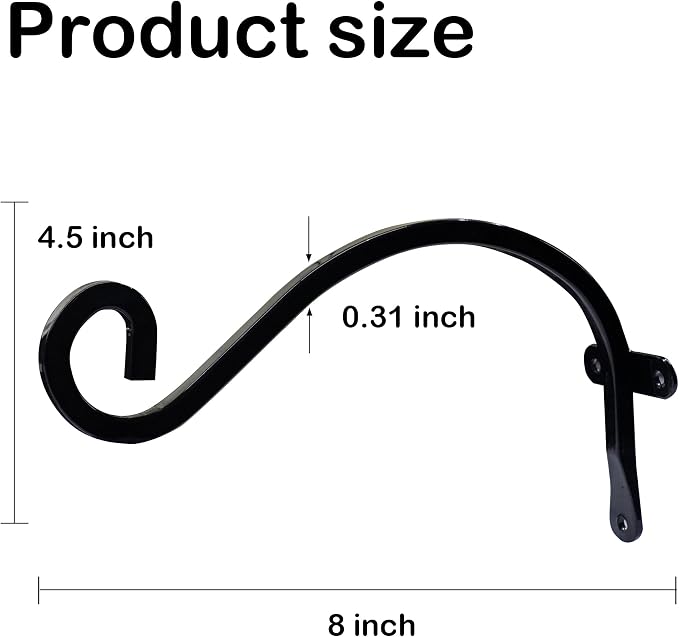 Hourleey 2 Pack Plant Hanger Outdoor, 8 Inch Heavy-Duty Hanging Plant Hook - Image 2
