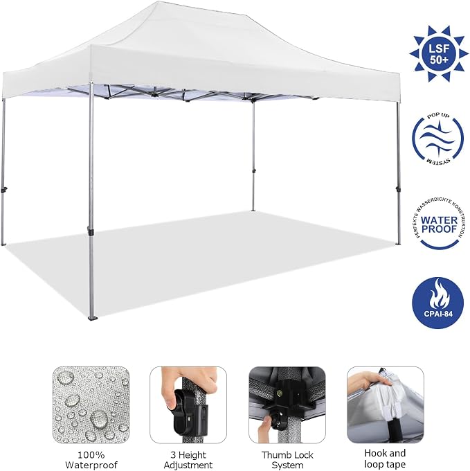 COBIZI 10x15 Pop Up Canopy Without Sidewall, Heavy Duty Canopy UPF 50+ All - Image 2