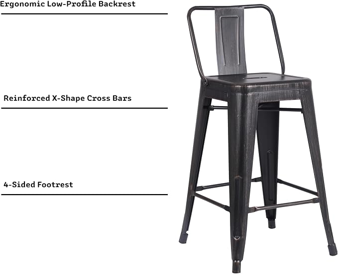 AC Pacific 24” Metal Backless Barstool Set of 2 – Country Rustic Style - Image 5