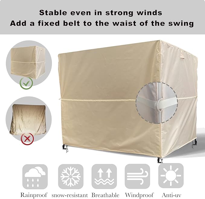 Ourdoor Swing Cove, 2 Triple Seater Hammock Cover Garden Swing Cover Garden - Image 2