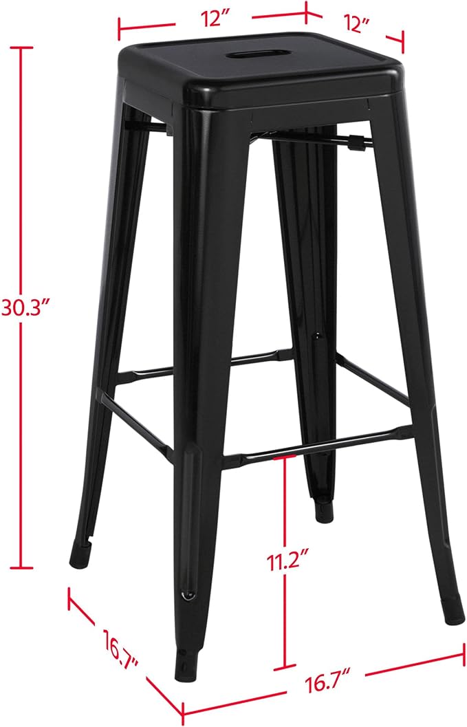 Yaheetech 30'' Metal Bar Stools 4PCS Bar Height Barstools Stackable Bar Chairs - Image 3