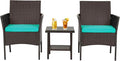FDW | 3-Piece Patio Furniture Set | Brown & Blue | Outdoor Wicker Furniture by FDW
