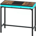 Bar Table with LED Lights, Counter Height Table, Bar Height Pub Table, Metal by Yatiney