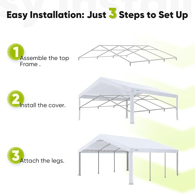 Quictent 20x20ft Party Tent Heavy Duty Outdoor Canopy Tent Carport Wedding - Image 8