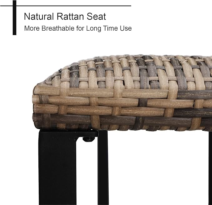 PHI VILLA Outdoor Bar Stools Set of 4, 26” Wicker Seat Counter Height Backless - Image 4