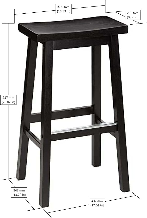 Amazon Basics Solid Wood Saddle-Seat Counter Height Bar Stools - Image 3