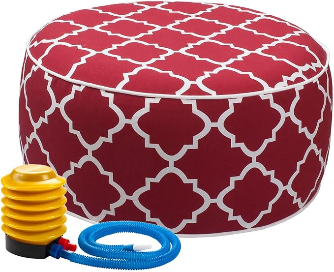 Outdoor/Indoor Inflatable Ottoman Pouf D20 xH9, All Weather Round Footstool by IN4Care