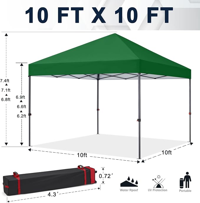 COOSHADE Durable Easy Pop Up Canopy Tent 10x10Ft, Forest Green - Image 5