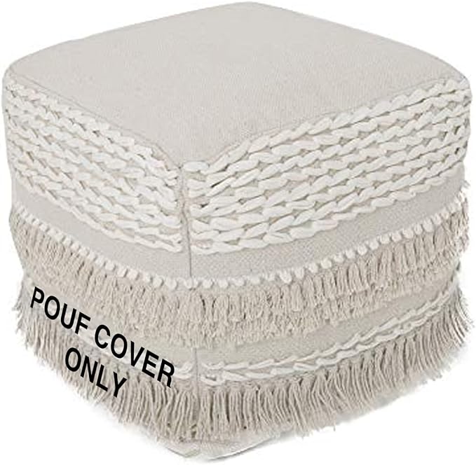 REDEARTH · UNSTUFFED Pouf Ottoman Cover Boho Textured Storage Cube Poof by REDEARTH