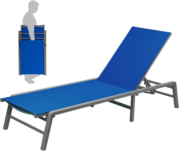Kozyard Outdoor Foldable Lounge Chair, Aluminum Frame Patio Lounger - Image 3