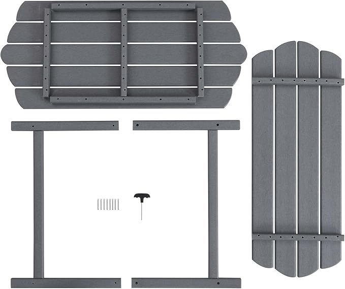 Adirondack Outdoor Patio Table-2 Tier Outside Table Irregular Grey Coffee Table - Image 7