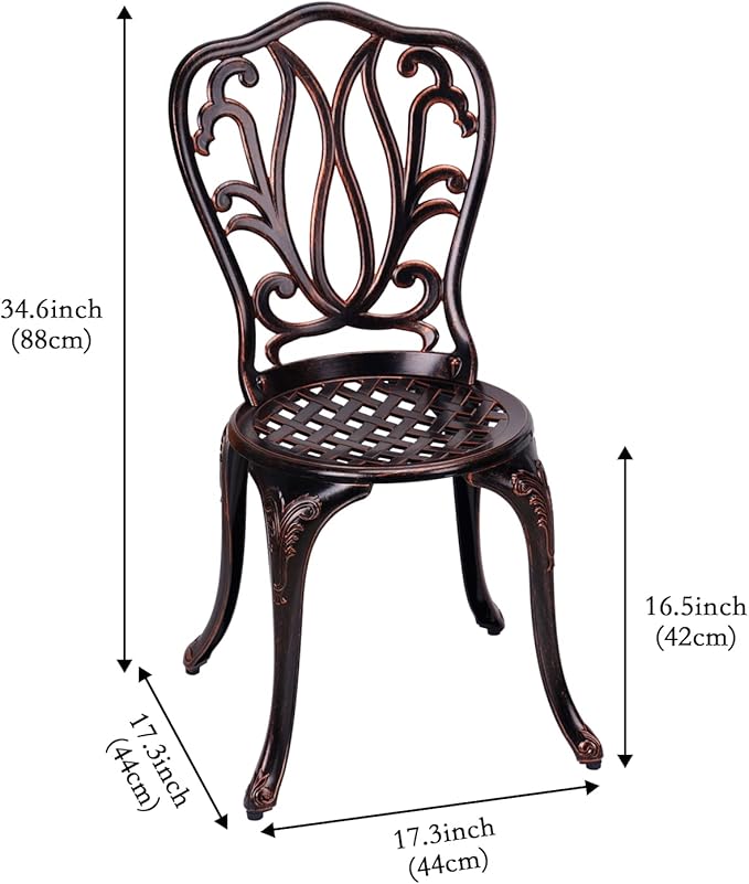 3 Piece Bistro Set, Outdoor Patio Set, Anti-Rust Cast Aluminum Bistro Table Set - Image 5