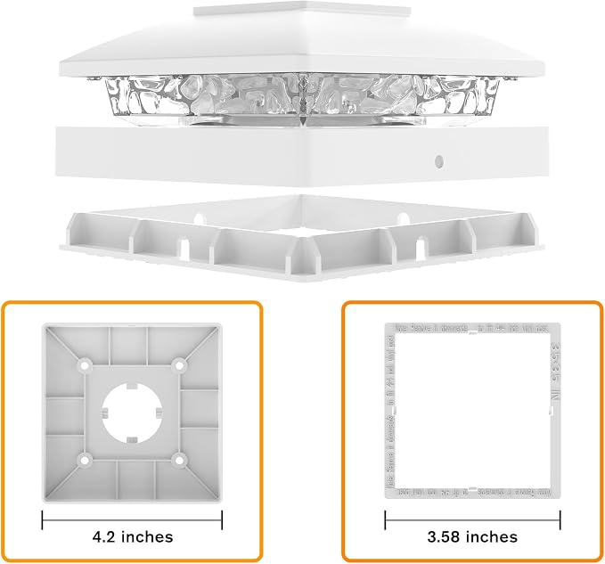 Solar Post Cap Lights Outdoor 6pack, Bright Warm White Solar Post Lights - Image 9