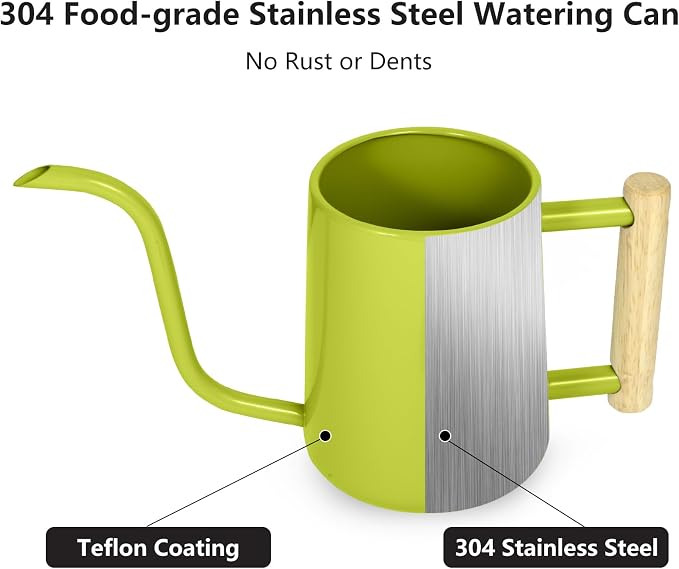 Watering Can Indoor Plants, 35 oz/1000 ml Metal Stainless Steel Watering Can Pot - Image 4