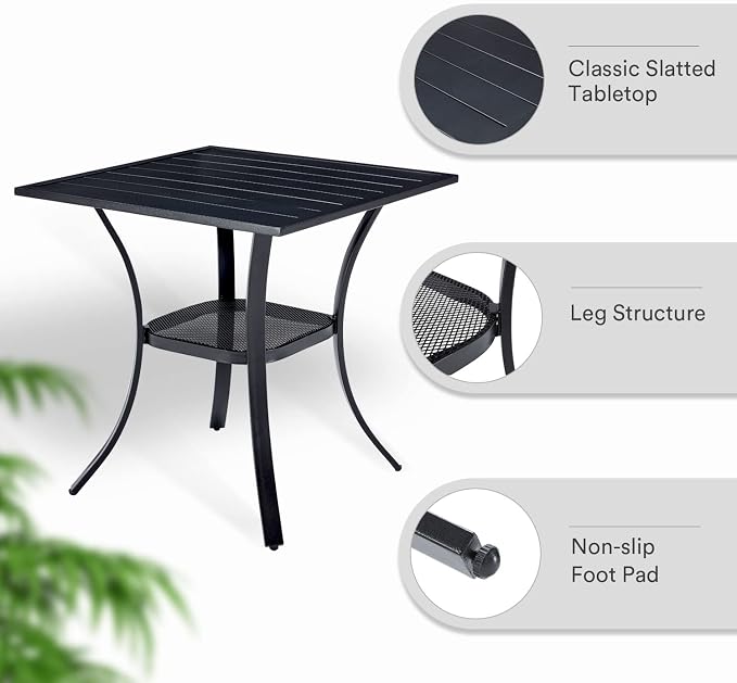 VICLLAX Small Patio Dining Table, No Umbrella Hole - Image 5