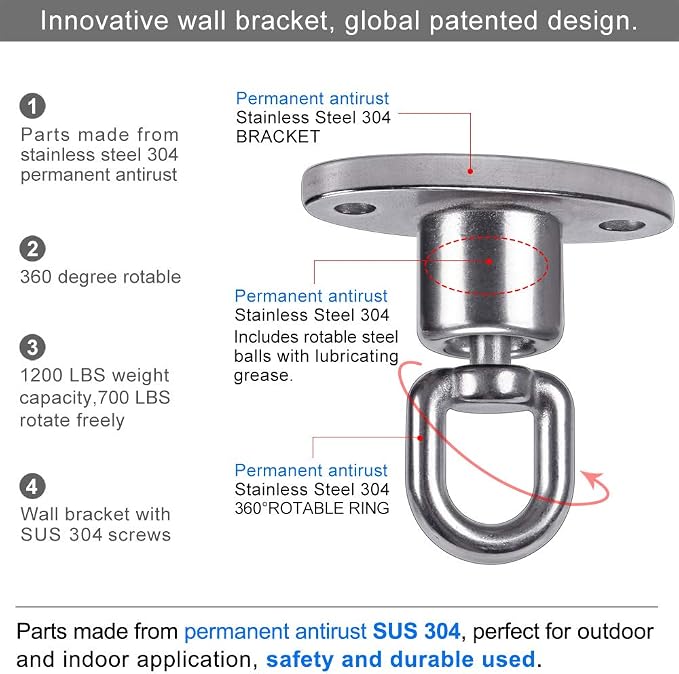 SELEWARE Silent Ball Bearing Swing Hangers, Heavy Duty 360° Rotate Swing Swivel - Image 2