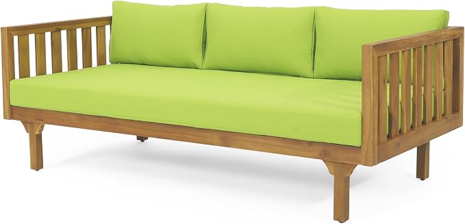 LUMISOL Outdoor Acacia Wood Daybed, Patio 3-Seater Sofa - Image 5