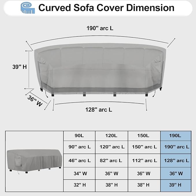 OutdoorLines Waterproof Curved Outdoor Sectional Cover - Image 2