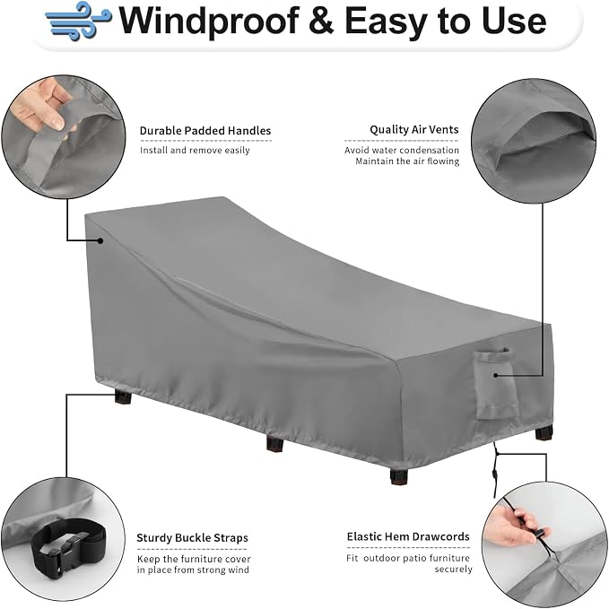 OutdoorLines Outdoor Waterproof Patio Chaise Lounge Chair Cover - Image 5