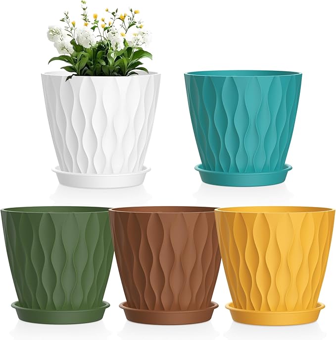 6 inch Plant Pots, Plastic Planters by Meowell