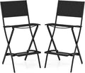 COSTWAY Outdoor Patio Bar Chair Set of 2, Folding Bar Height Stool by COSTWAY