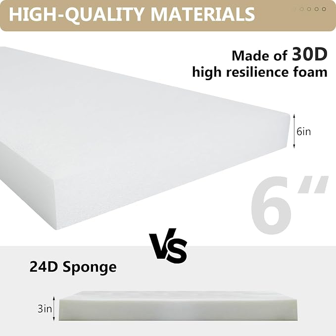 22" x 22" x 6" Outdoor Deep Seat Cushions Set - Image 3