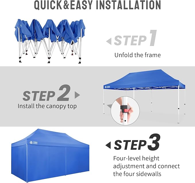 CROWN SHADES 10x20 Pop Up Canopy Tent, Thicken Frame Commercial Heavy Duty Tent - Image 6