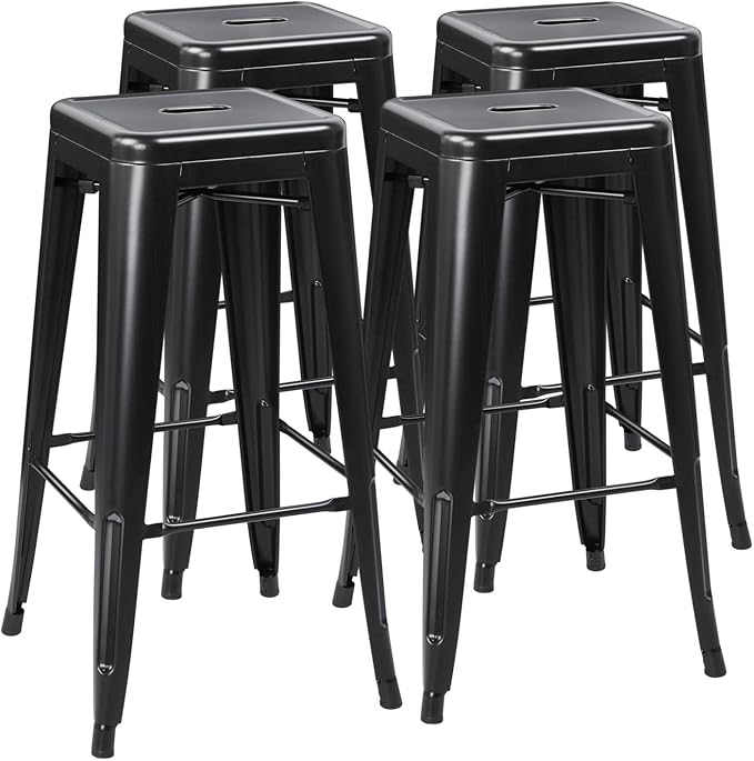 Yaheetech 30 Inch Metal Bar Stools Set of 4, Bar Height Backless Bartools by Yaheetech