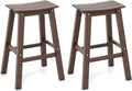 Tangkula Patio Bar Stools Set of 2, 29 Inch HDPE Bar Height Armless Saddle by TANGKULA