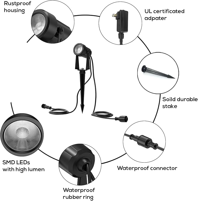 Banord Outdoor Landscape Lighting, 10 Pack Low Voltage LED Spot Lights - Image 2