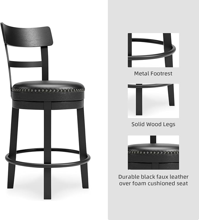 Signature Design by Ashley Valebeck Faux Leather Upholstered Swivel Barstool - Image 5